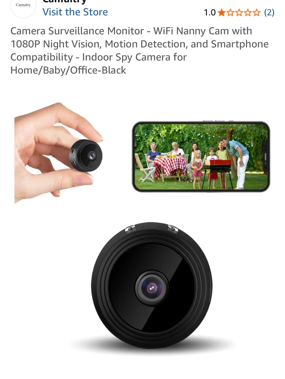 Mini WiFi Nanny Camera - Black 1080P Indoor Surveillance